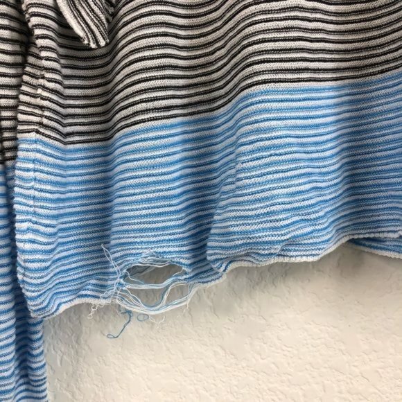 Wildfox Aura Striped Ruffle Knit Oversized Distressed Sweater - Picture 4 of 9